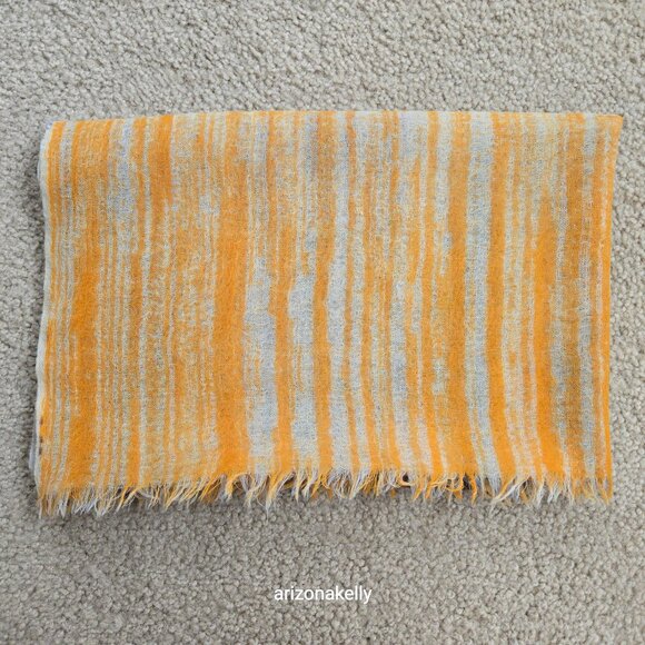 Lightweight Wool Scarf Streaked with Purple & Yellow - Picture 10 of 11